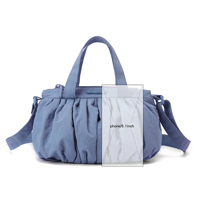 Summer Waterproof Nylon Fabric Casual Versatile Crossbody Bag and Shoulder Bags for Woman New Pleated Cloud Bag Fashionable