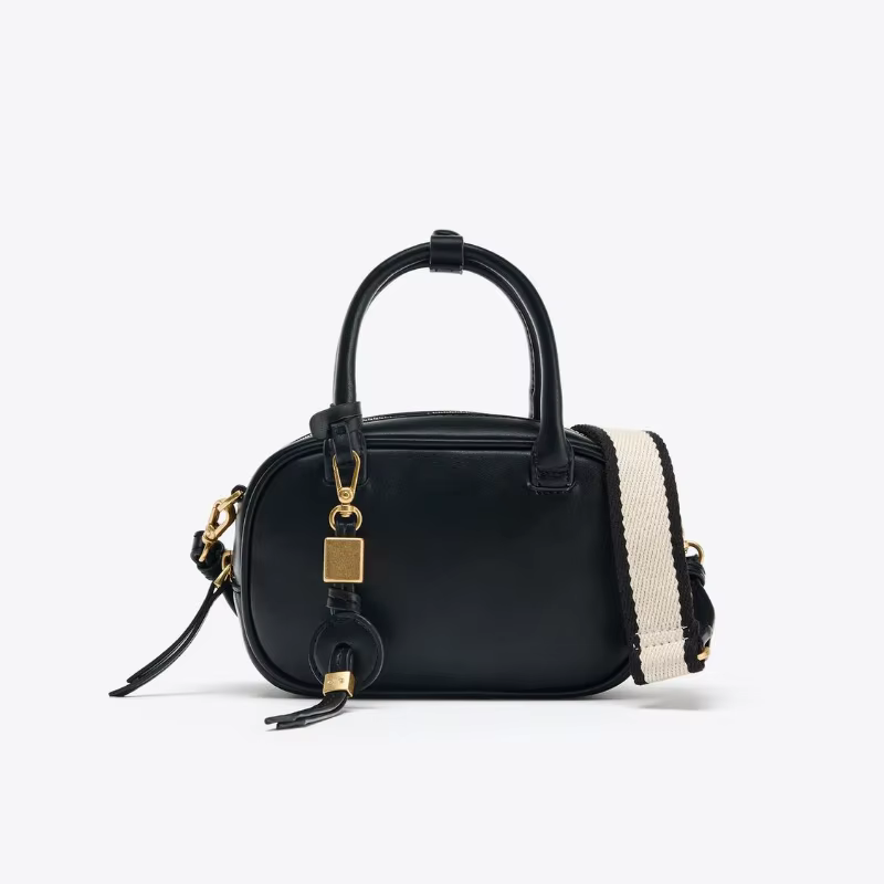 MINI TOPSTITCHED BAG, Wide Strap Women's Vintage Crossbody Bag, Ladies Luxury Design Handbags, Solid Color Small Shoulder Bag