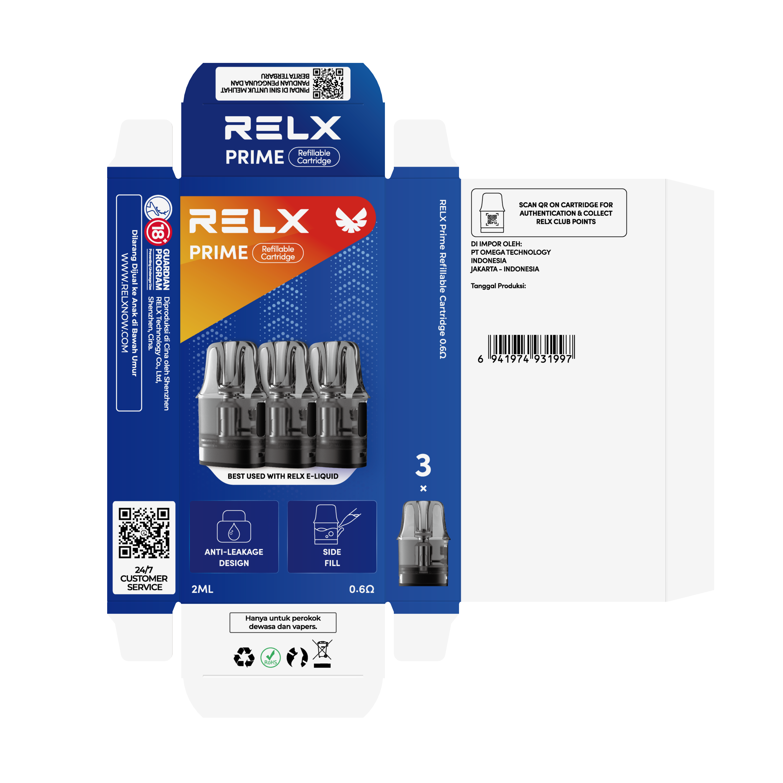 悅刻RELX-Prime Pod-空彈艙 3 Pods  0.2-0.6ohm