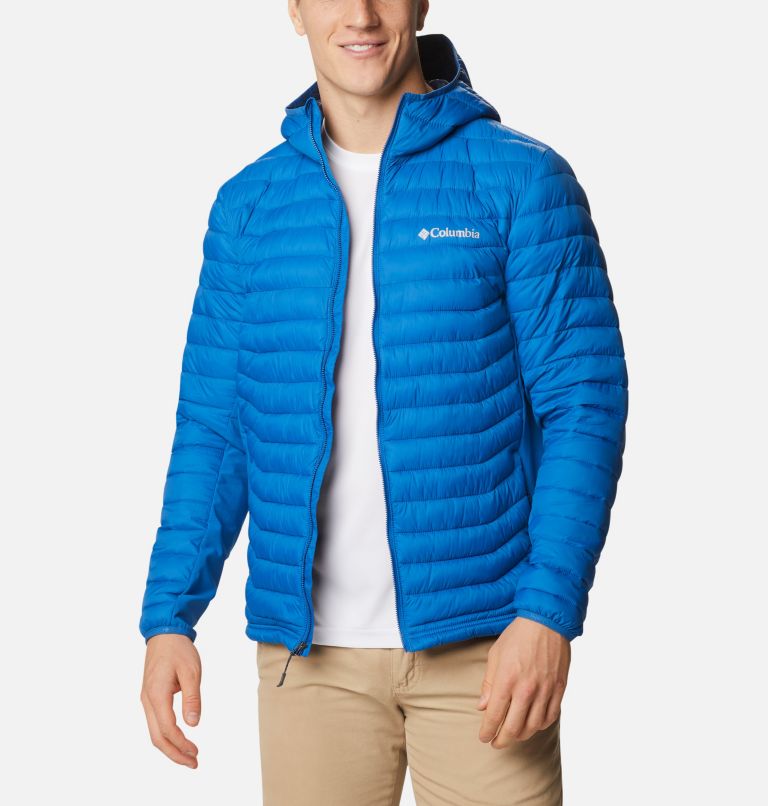 Blue Men's Powder Pass Hooded Jacket | BPFSWI-195 - Columbia Outlet Store