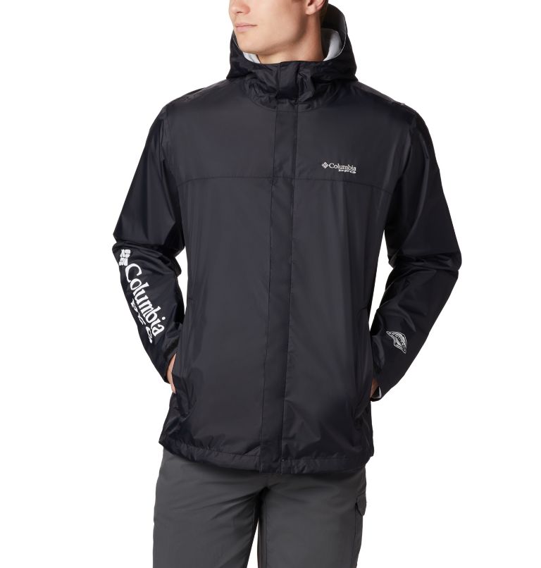 Black Grey Men's PFG Storm Rain Jacket | VQOZDK-576 - Columbia Outlet Store