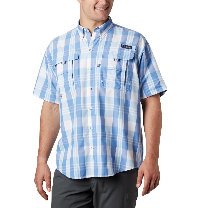 White Blue Men's PFG Super Bahama Fishing Shirts | PWSQZX-143 - Columbia Outlet Store