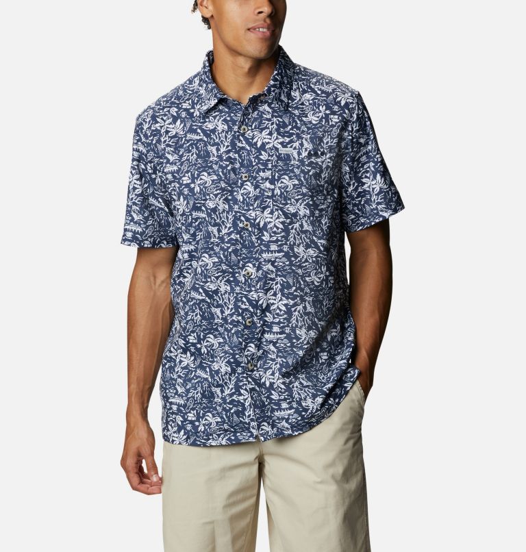 Navy Men's PFG Super Slack Tide Shirts | SBVXLH-659 - Columbia Outlet Store