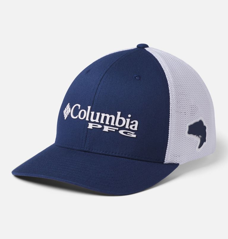 Blue White Men's PFG Mesh Baseball Cap Hats | OKTBVR-791 - Columbia Outlet Store