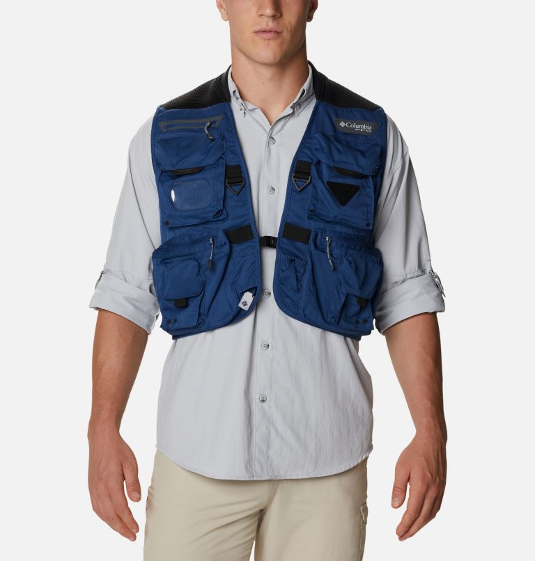 Blue Men's PFG Vest | HFQVNU-421 - Columbia Outlet Store