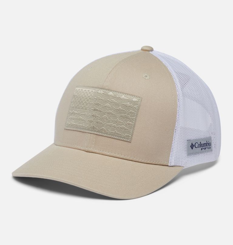 Brown Khaki Men's PFG Mesh Snap Back Baseball Cap Hats | NSEKGW-069 - Columbia Outlet Store