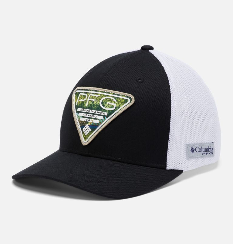 Black White Men's PFG Mesh Seasonal Baseball Cap Hats | FRJETV-945 - Columbia Outlet Store