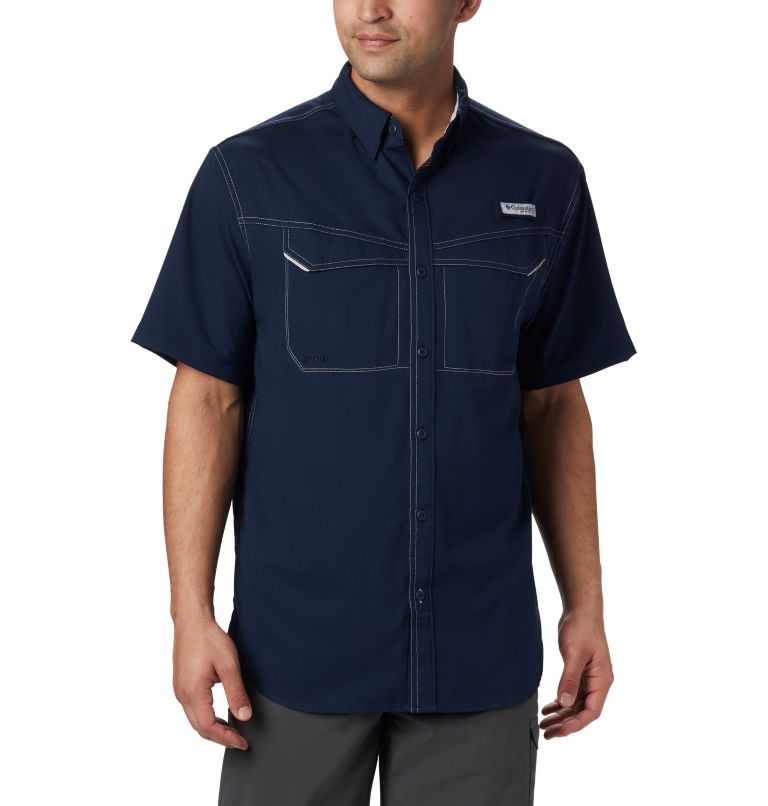 Navy Men's PFG Low Drag Offshore Shirts | GQZFXV-240 - Columbia Outlet Store