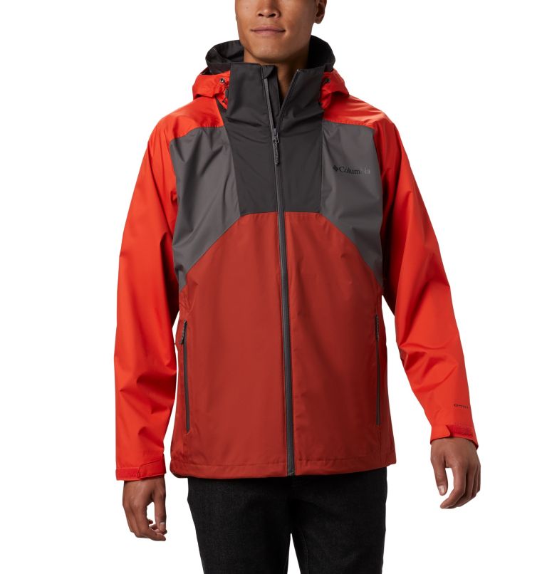 Grey Red Men's Rain Scape Rain Jacket | KNSZJG-753 - Columbia Outlet Store