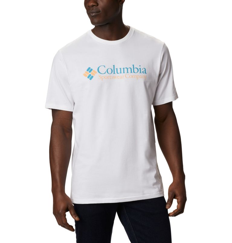 White Men's CSC Basic Logo T-Shirt | OKDMJB-128 - Columbia Outlet Store