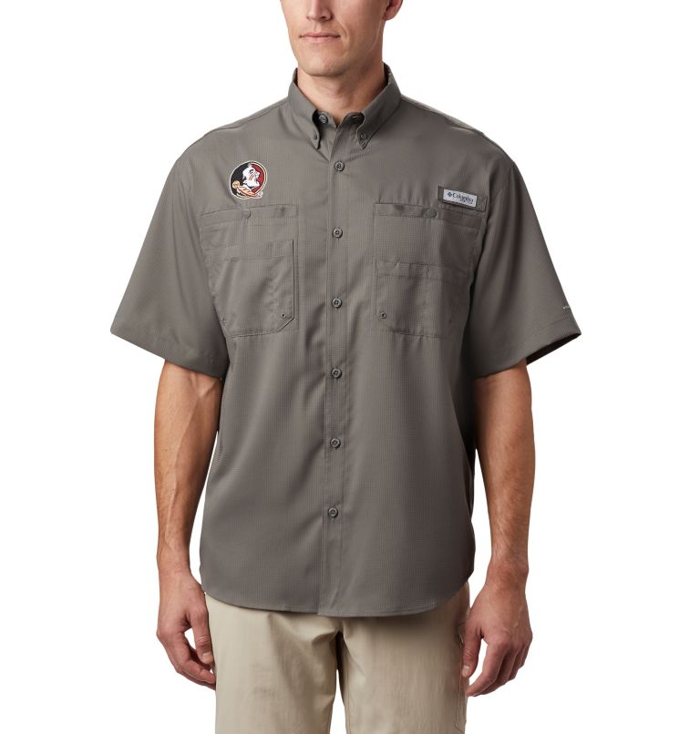 Grey Men's Collegiate PFG Tamiami Fishing Shirts | QAUZJP-567 - Columbia Outlet Store