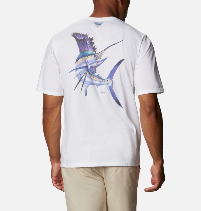 White Men's PFG Carey Chen T-Shirt | NXVLKC-089 - Columbia Outlet Store