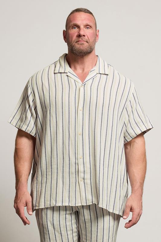 Jack & Jones JACK & JONES Big & Tall Light Green & White Stripe Jogger Shorts