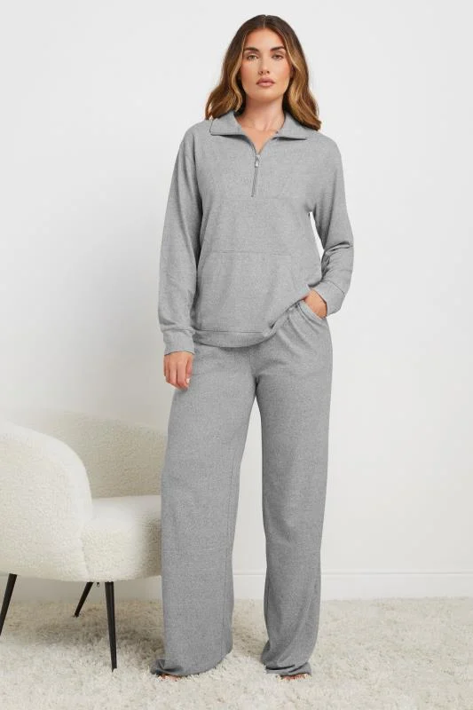 LTS LTS Tall Grey Marl Soft Touch Zip Jumper