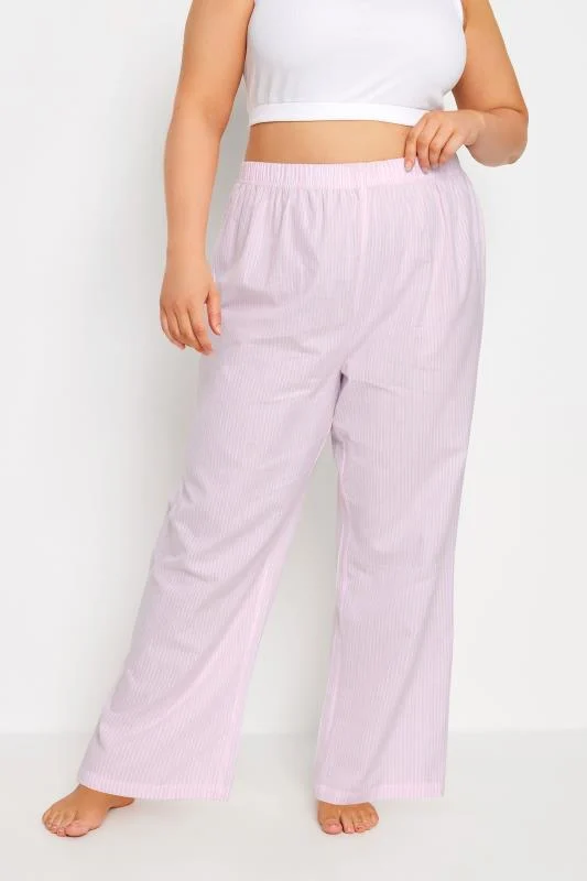 Yours YOURS Curve Pink Stripe Pyjama Bottoms
