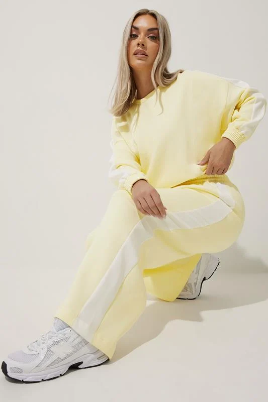 Limited Collection LIMITED COLLECTION Curve Yellow Wide Leg Side Stripe Joggers