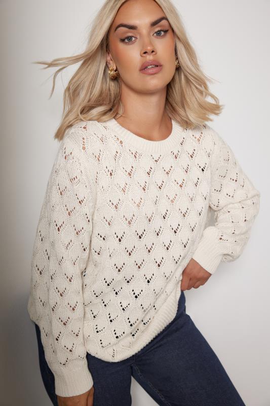 Yours YOURS Curve Ivory White Crochet Jumper