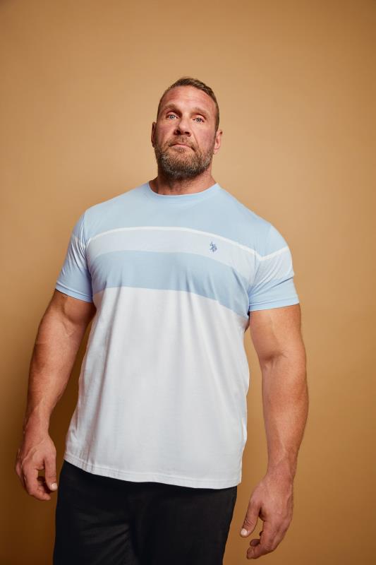 U.S. POLO ASSN. U.S. POLO ASSN. Big & Tall Blue & White Colour Block Stripe T-Shirt