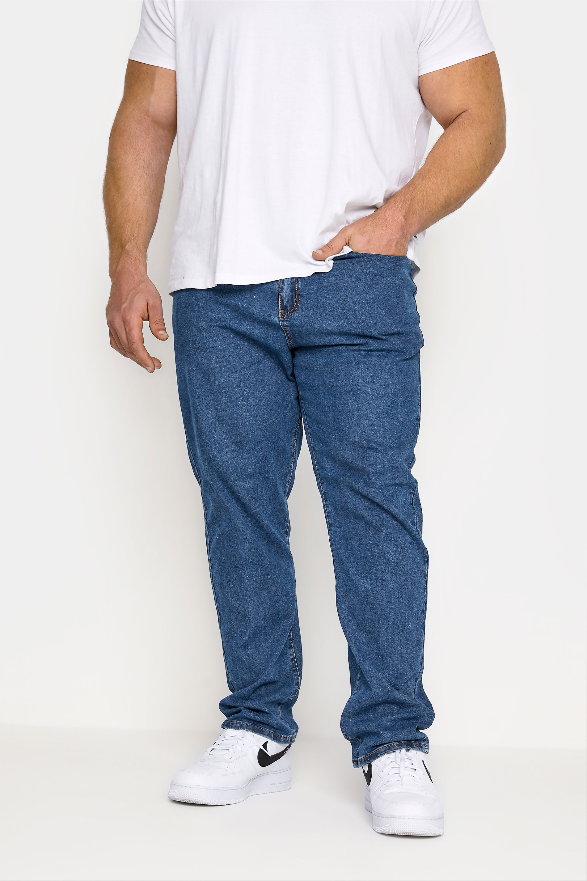 Kam KAM Big & Tall Blue Regular Fit Stretch Jeans