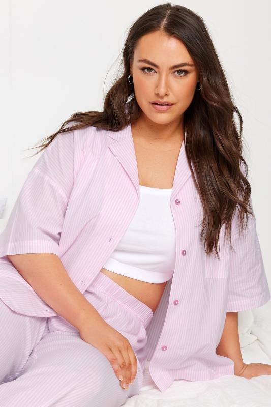 Yours YOURS Curve Pink Stripe Pyjama Bottoms