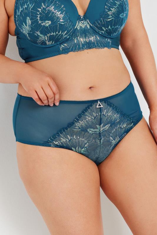 Yours YOURS Curve Green Iridescent Lace Underwired Bra
