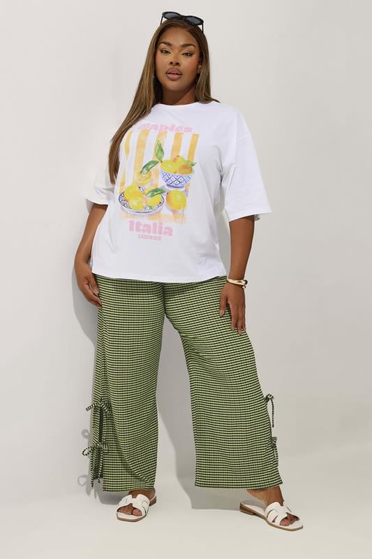 Limited Collection LIMITED COLLECTION Curve Khaki Green Gingham Tie Side Trousers
