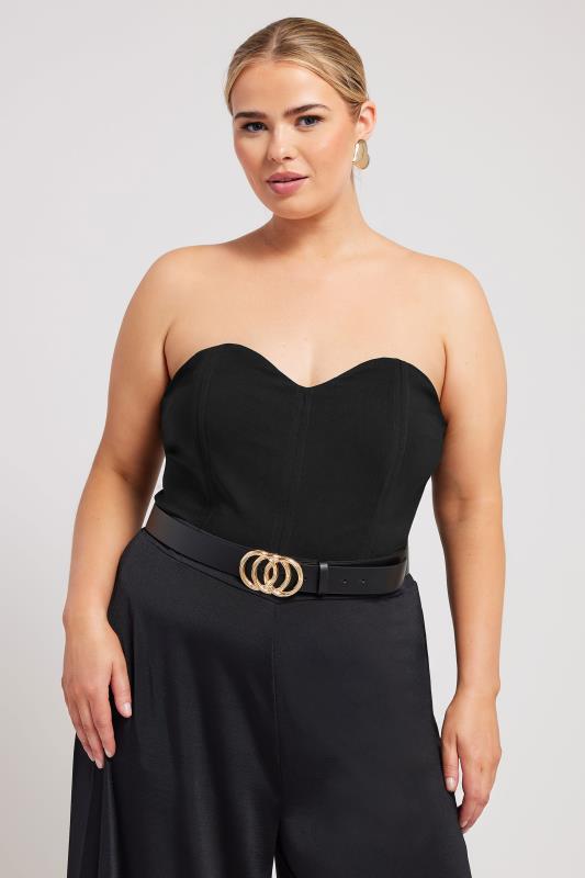 Yours London YOURS LONDON Curve Black Corset Bodysuit