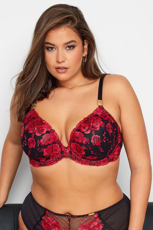 Yours YOURS Curve Red Hallie Embroided Non-Padded Bra