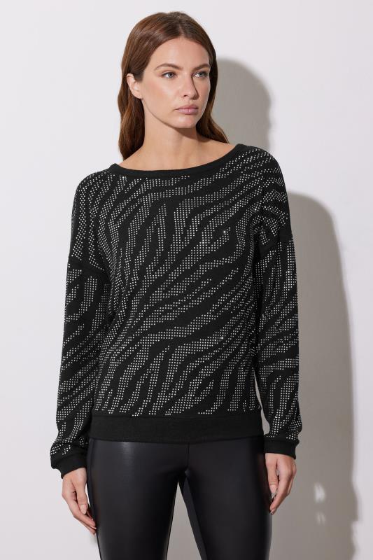 Star by Julien Macdonald STAR Black Animal Diamante Embellished Jumper