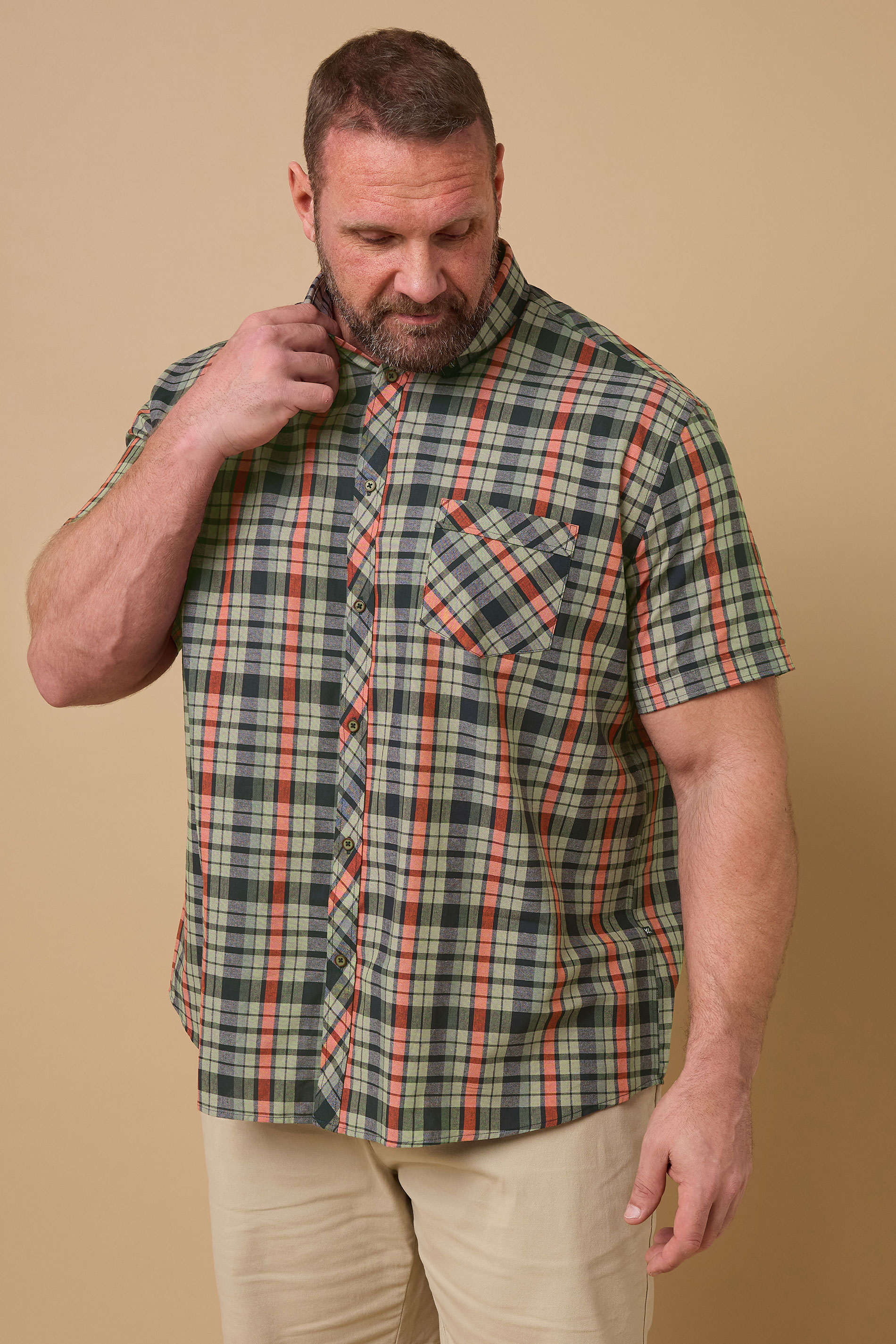Kam KAM Big & Tall Forest Green Check Shirt