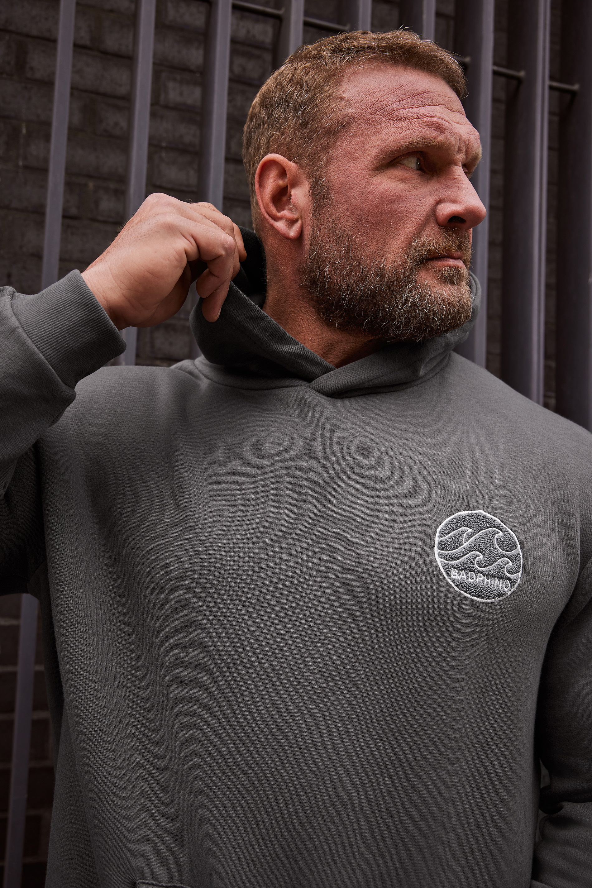 BadRhino BadRhino Grey Patch Logo Hoodie