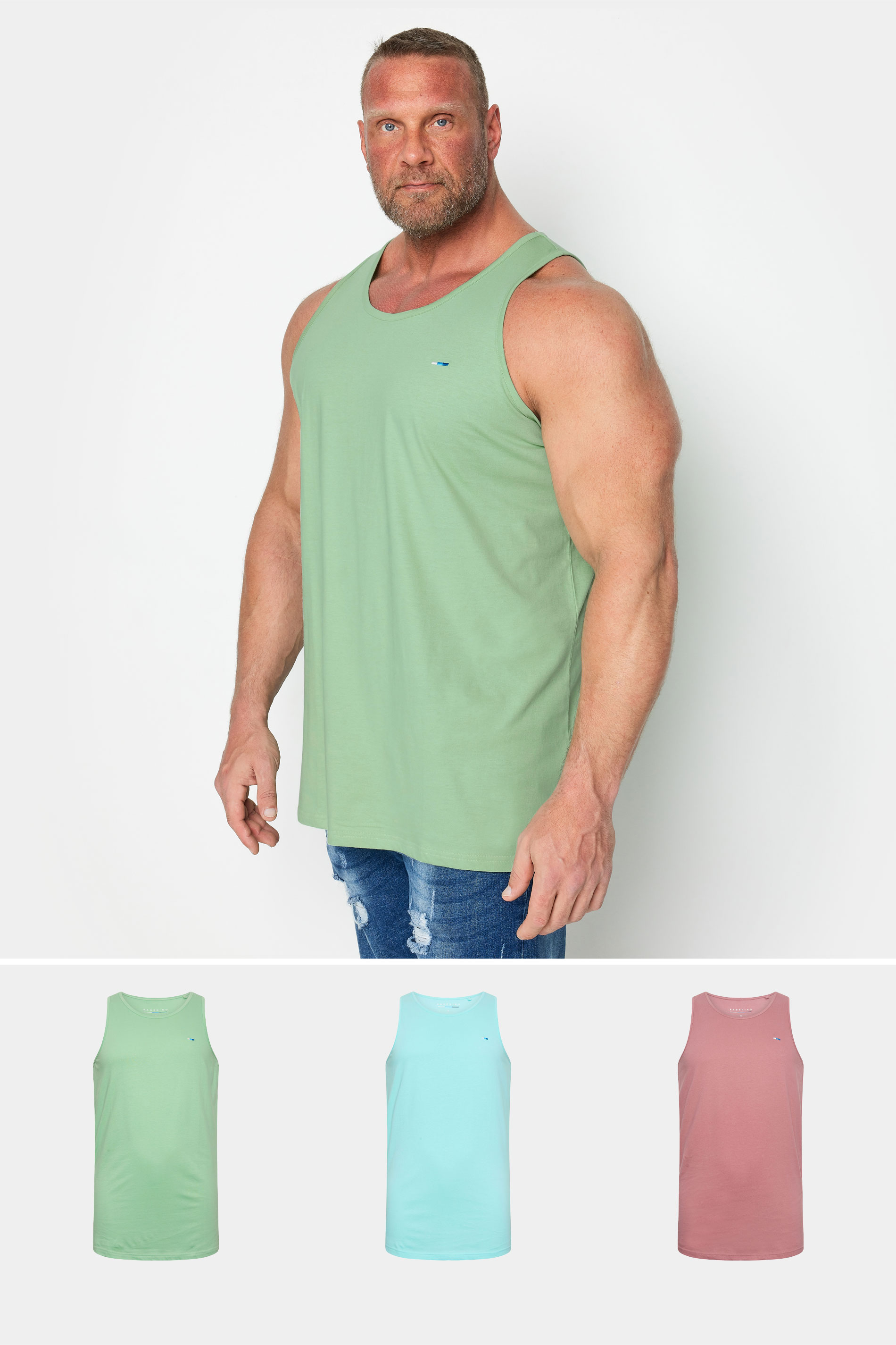 BadRhino BadRhino Blue/Hemlock Green/Rose Pink 3 Pack Vests