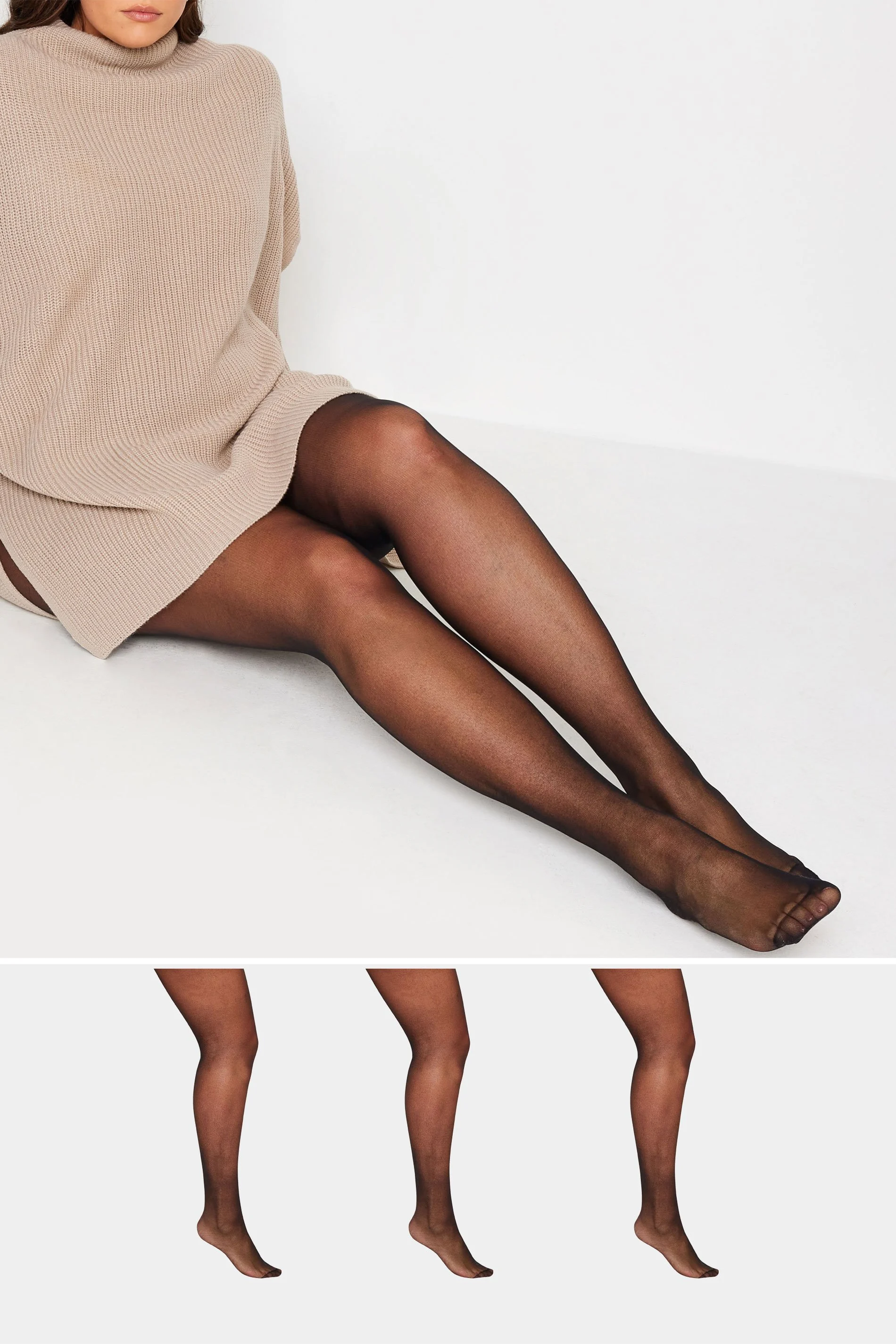 Yours 3 PACK Black 20 Denier Ladder Resist Tights