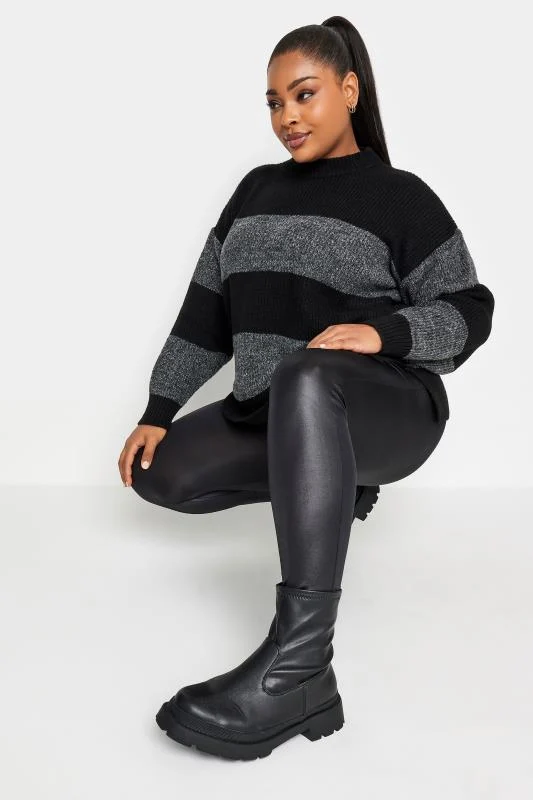 Yours YOURS Curve Charcoal Grey Stripe Utility Tunic Shirt