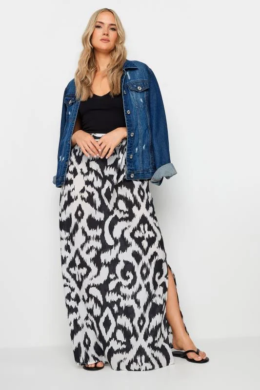 LTS LTS Tall Black Abstract Print Maxi Skirt