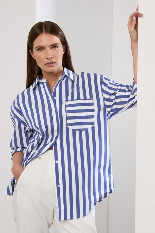 Star by Julien Macdonald STAR Royal Blue Striped Long Sleeve Shirt