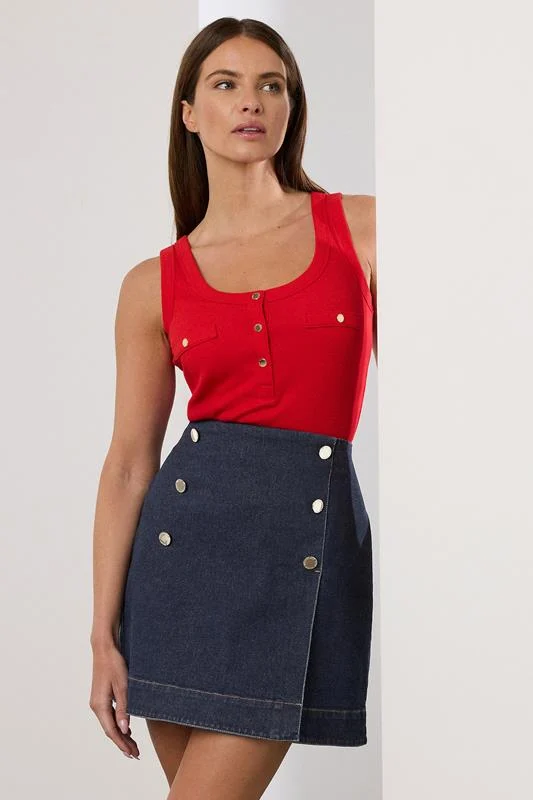 Star by Julien Macdonald STAR Blue Denim Wrap Mini Skirt