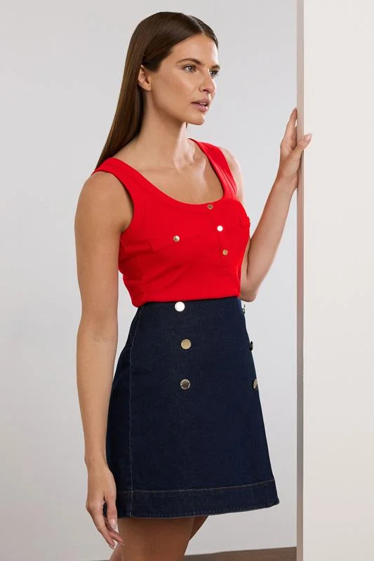 Star by Julien Macdonald STAR Blue Denim Wrap Mini Skirt