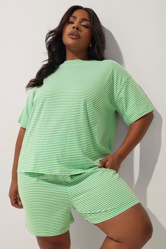 Limited Collection LIMITED COLLECTION Curve Green Stripe Boxy T-Shirt