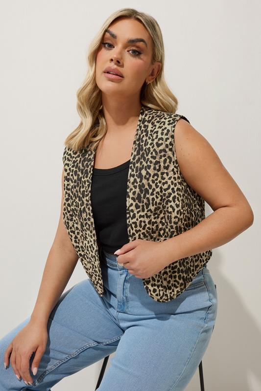 Limited Collection LIMITED COLLECTION Curve Brown Leopard Print Quilted Waistcoat