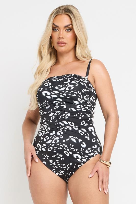 Yours YOURS Curve Black Leopard Print Premium Underwired Swimsuit