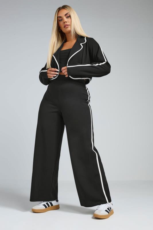 Limited Collection LIMITED COLLECTION Curve Black Side Stripe Straight Leg Trousers