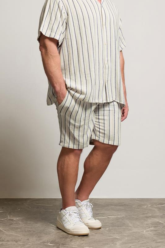 Jack & Jones JACK & JONES Big & Tall Light Green & White Stripe Jogger Shorts