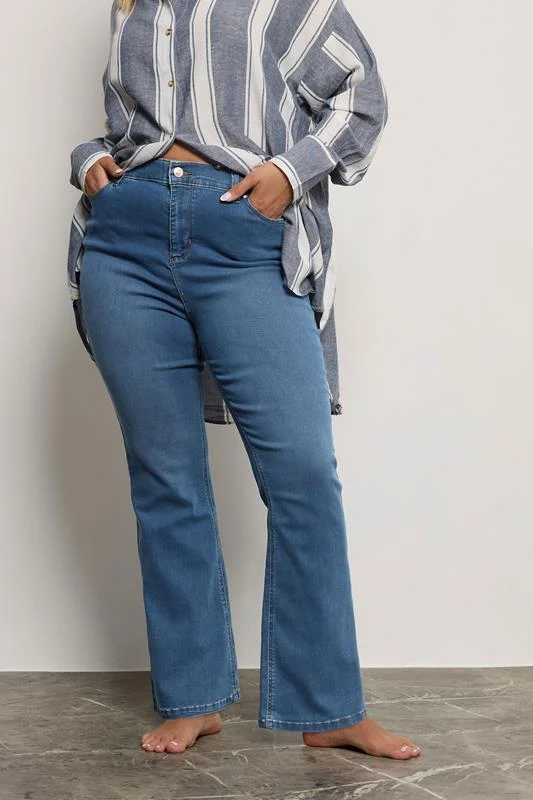 Yours YOURS Curve Mid Blue Bootcut Stretch ISLA Jeans