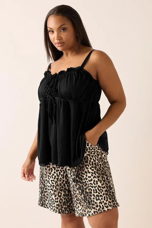 Yours YOURS Curve Brown Leopard Textured Jersey Shorts