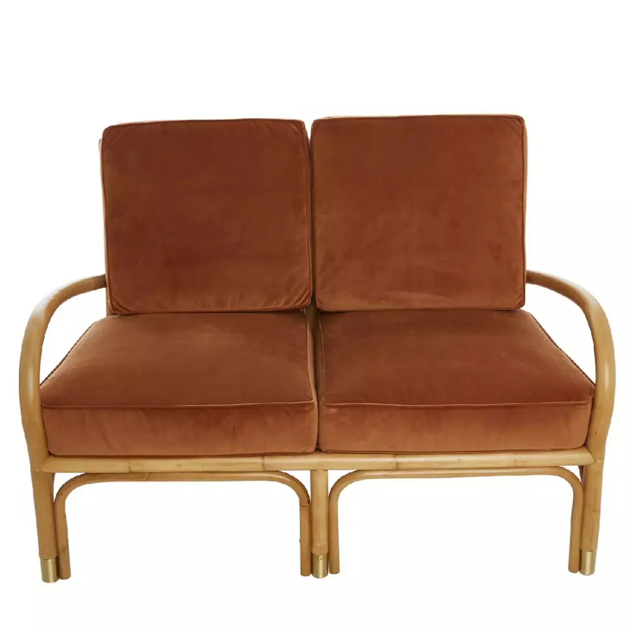 CANAP ROTIN ET VELOURS 2 PLACES