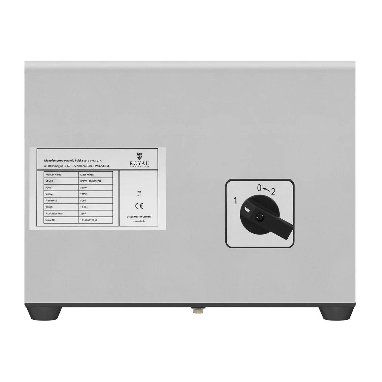 Hachoir à viande inox 480 kg/h 3 accessoires pour saucisses compris 14_0001954