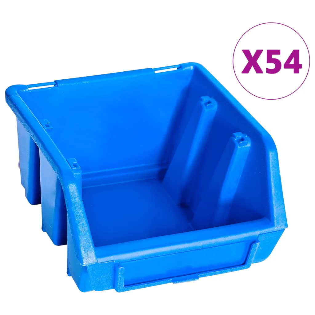 Kit de bacs de stockage avec panneaux muraux 96 pièes bleu 02_0003842