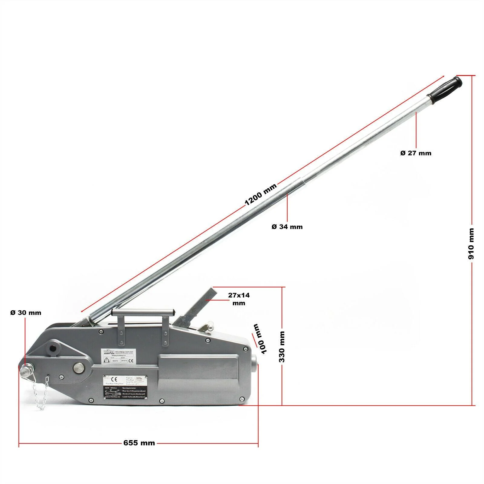 Cble de traction jusqu'à 3200 kg avec 20 m de cble diamètre 16mm pour tirer, tendre et soulever 16_0002831