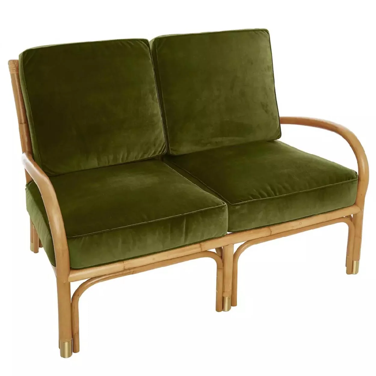 CANAP ROTIN ET VELOURS 2 PLACES